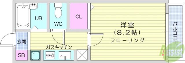 CASA茉莉花2(1K/1階)の間取り写真