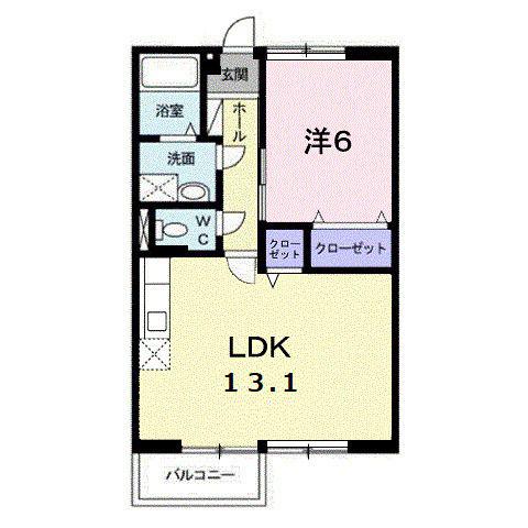 イプシロンB(1LDK/2階)の間取り写真