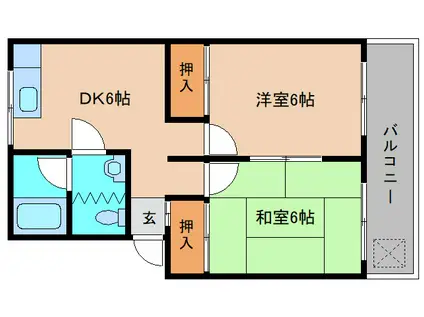 安川マンション(2DK/1階)の間取り写真