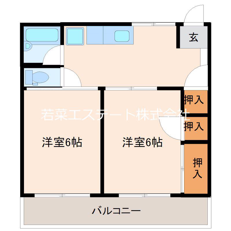 メゾンシェーネ(2DK/2階)の間取り写真