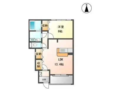 プランドール ミキ(1LDK/1階)の間取り写真
