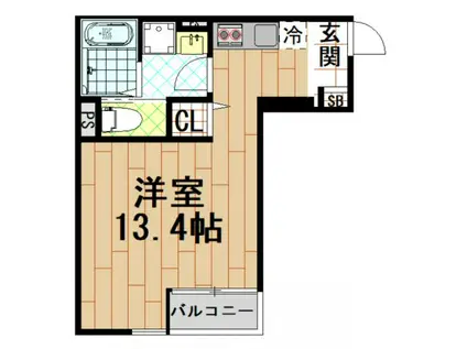 COURTYARD(ワンルーム/2階)の間取り写真