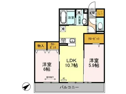 プルメリア(2LDK/2階)の間取り写真