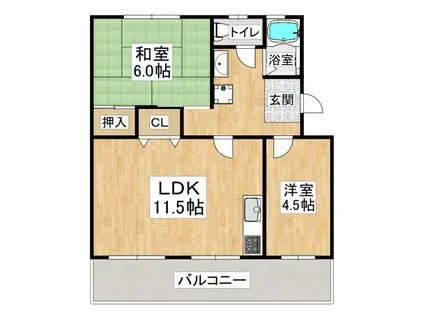 新多聞第2(2LDK/5階)の間取り写真