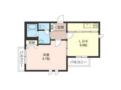 MAISON欅(1LDK/2階)の間取り写真