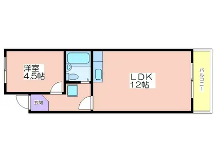 グリーンライフ西宿(1LDK/1階)の間取り写真