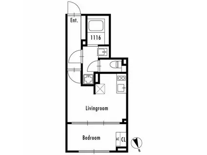 グランパセオ市谷仲之町(1DK/1階)の間取り写真