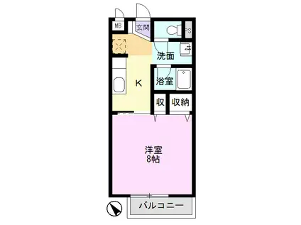 RUBRA(1K/1階)の間取り写真