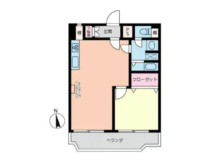 オークマンション小田急相模原(1LDK/4階)の間取り写真