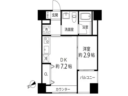 ハイリーフ上野(1DK/11階)の間取り写真