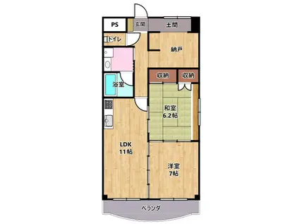 クレストYMDII(2SLDK/1階)の間取り写真