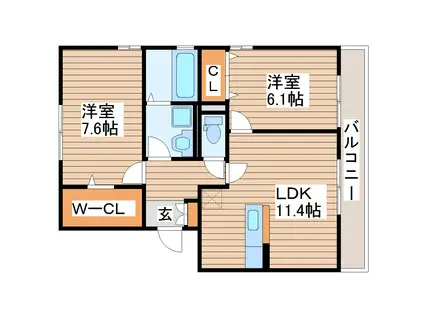 RUPOSEIII(2LDK/3階)の間取り写真