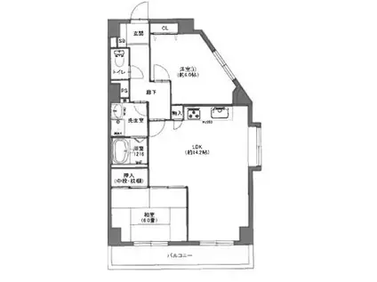 グランディア六甲レジェンド(2LDK/4階)の間取り写真