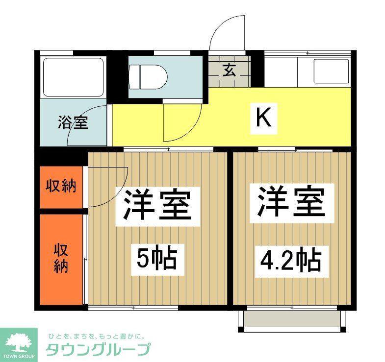 シティハイム(2K/2階)の間取り写真