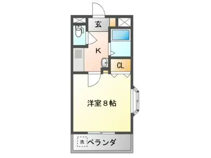 プロスパーハイツ古市(1K/5階)の間取り写真