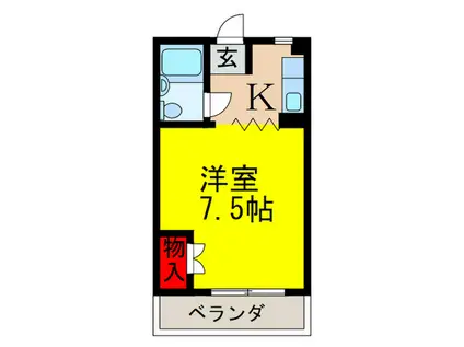 南茨木ハイツ(1K/2階)の間取り写真