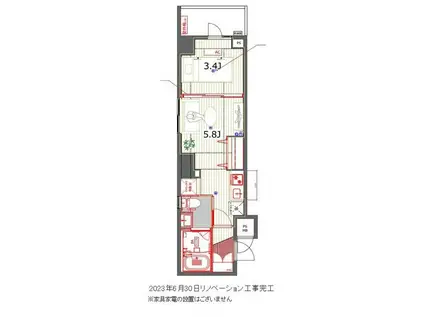 レジデンス西新宿スクエア(1DK/8階)の間取り写真