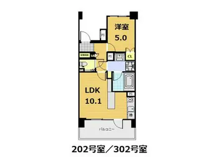 ライオンズ鴨川東(1LDK/2階)の間取り写真