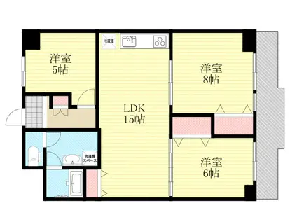 サンハイツ中村(3LDK/6階)の間取り写真