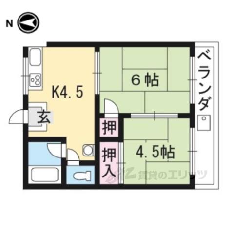 樋ノ上荘(2K/2階)の間取り写真