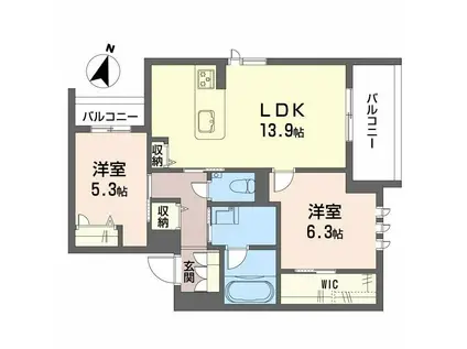 AZURE東雲(2LDK/3階)の間取り写真