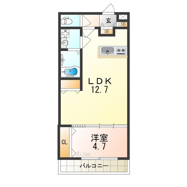 TKアンバーコート浜寺III(1LDK/2階)の間取り写真