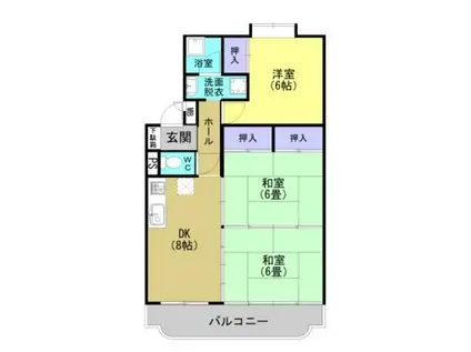 ハイツ飯田(3DK/2階)の間取り写真