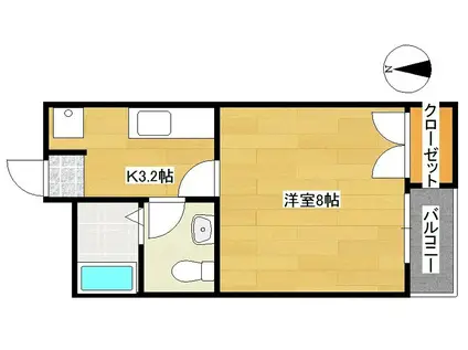 アビタシオン桜ヶ丘(1K/1階)の間取り写真