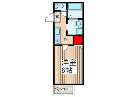 リベロシティ春日部中央(1K/1階)の間取り写真
