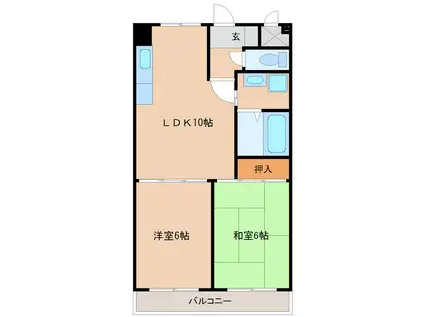 ベルメゾン若王寺(2LDK/1階)の間取り写真