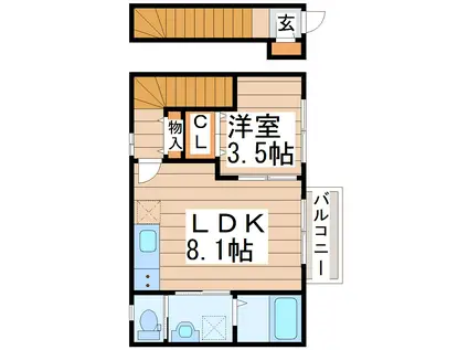 LUMINARE台原II(1LDK/2階)の間取り写真