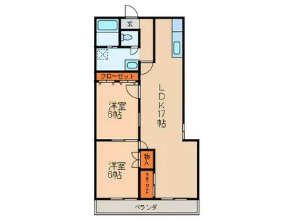 クリエイティブ第2富士ビル(2LDK/2階)の間取り写真