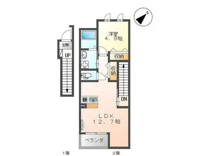 サンパレス(1LDK/2階)の間取り写真