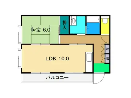 レッドハットII(1LDK/2階)の間取り写真