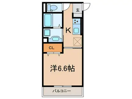 GRAND D-ROOM京町(1K/1階)の間取り写真