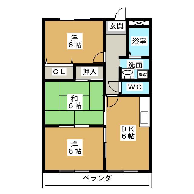 ウッドベル(3DK/2階)の間取り写真