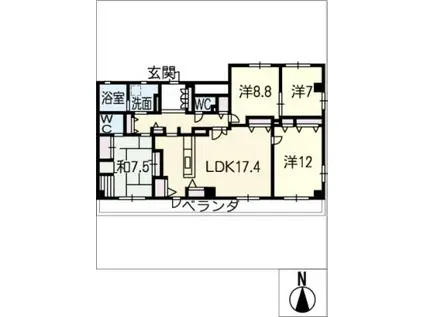 フィールド大津(4LDK/1階)の間取り写真