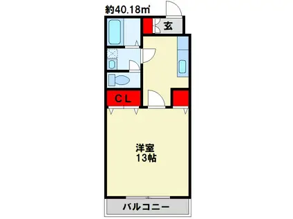 サンパワーIII(1K/3階)の間取り写真