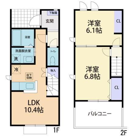 BRILLIO B(2LDK/1階)の間取り写真