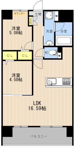 LIBTH菊陽II(2LDK/6階)の間取り写真