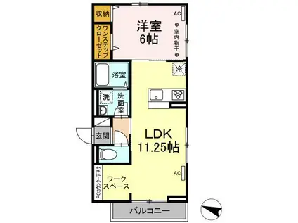 ハイクレア篠崎(1LDK/3階)の間取り写真