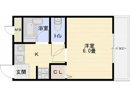 リベラルコート(1K/3階)の間取り写真