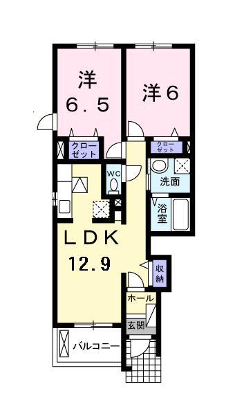 メゾンドプロバンスA(2LDK/1階)の間取り写真