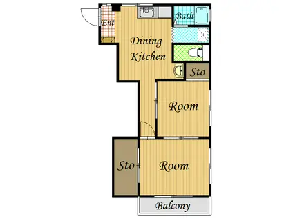 メゾンシャローム(2DK/1階)の間取り写真