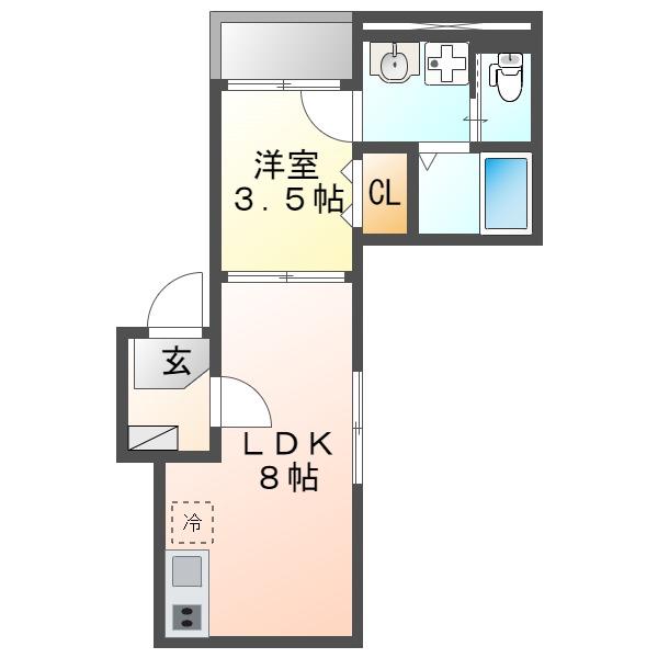 ハーモニーテラス松葉町VI(1LDK/1階)の間取り写真
