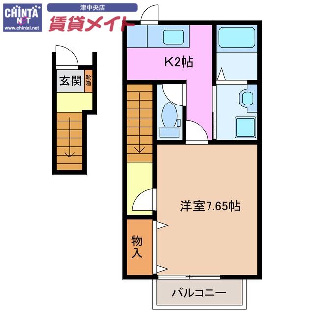 アンフィニIII(1K/2階)の間取り写真