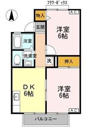 コーポシャルマン(2DK/2階)の間取り写真