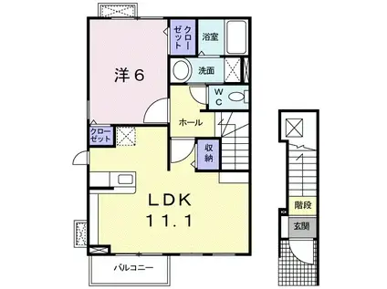 ラフィナート I(1LDK/2階)の間取り写真