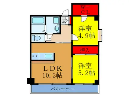 美福ガーデン(2LDK/2階)の間取り写真