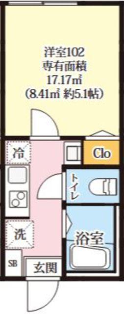 CASA二俣川(1K/1階)の間取り写真